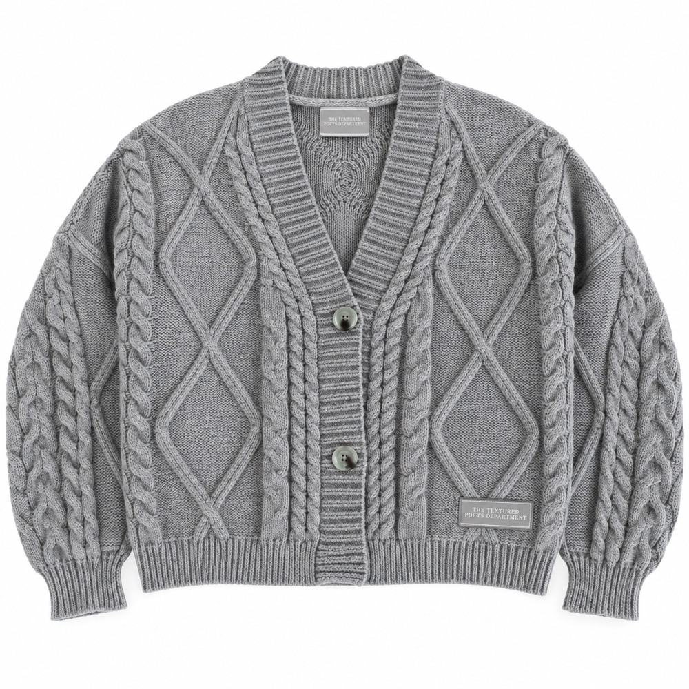 Taylor Swift TTPD Tortured Poets Department Gray Cable Knit Cardigan XS/S